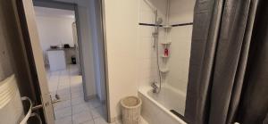 a bathroom with a shower and a bathtub with a shower at Appartement T2 lac Léman in Publier