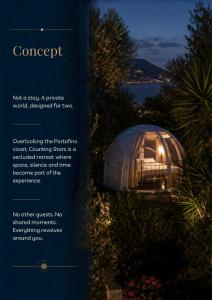 a book about a dome tent in a garden at Counting Stars - Private Luxury Retreat for Two in Recco