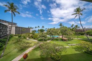 an aerial view of a park with palm trees at OUTRIGGER Kāʻanapali Beach Resort in Lahaina