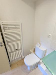 a bathroom with a white toilet and a sink at Appartement cosy - au cœur du bourg in Crozon