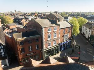 an overhead view of a city street with buildings at Lowcross House in Whitchurch