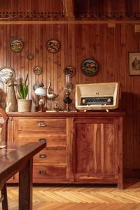 a kitchen with a counter with a microwave on it at Willa Orla in Zakopane +86 photos