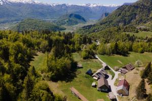 an aerial view of a house in the mountains at Hiška Janko in Bohinjska Bistrica