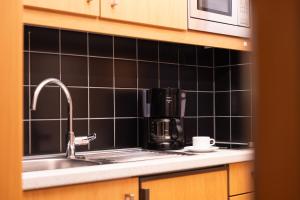 a kitchen with a sink and a coffee maker at historic Apart in Erlangen +18 photos