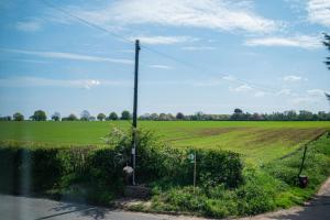 a telephone pole next to a field of grass at The Huntsman in Norwich