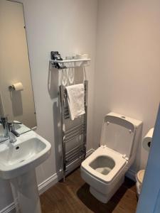 a bathroom with a white toilet and a sink at Wheatsheaf Inn in Brigsteer +8 photos