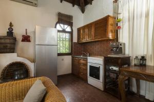 a kitchen with a refrigerator and a stove top oven at Villa Thea in Kalogria +43 photos