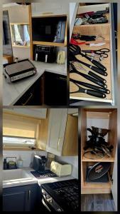 a collage of pictures of a kitchen with a stove at 14B Medina Rise Ferry Offers Available in Porchfield