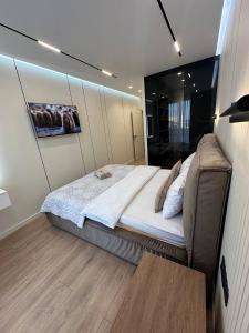 a bedroom with a large bed in a room at Euroconfort Ciocana Apartment Exfactor 6 in Chişinău