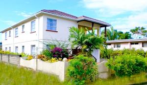 a white house with plants in front of it at Claraville Apartment - Unit 2 in Saint James +6 photos
