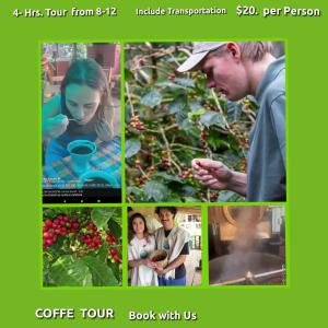 a collage of pictures of people working in a garden at Accomodation Hostal El Pacifico in Juayúa
