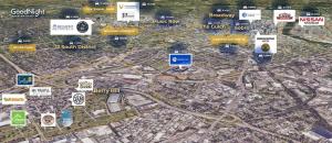 a map of a city with cities and highways at Resonant - 2 Townhomes - 2 Private Rooftop Decks in Nashville