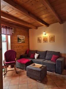 a living room with a couch and a chair at Holiday Home Brist in Brestova Draga +13 photos
