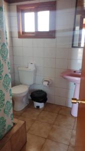 a bathroom with a toilet and a sink at Paldoa in Pichilemu