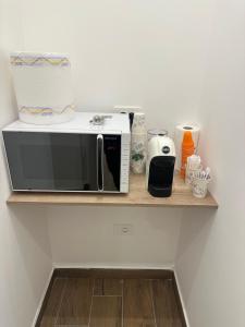 a microwave sitting on a shelf in a kitchen at DOMUS Puteoli in Pozzuoli