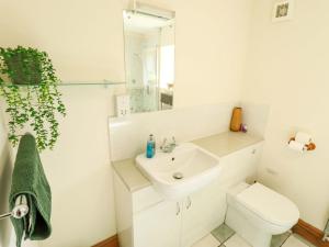 a white bathroom with a sink and a toilet at Barn Owl in Louth +35 photos