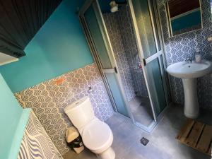 a bathroom with a toilet and a sink at Casa Colonial 924 in La Paz