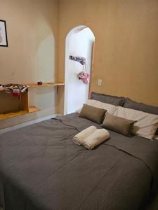 a bedroom with a large bed in a room at Viva o Capao - Casas in Palmeiras