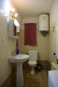 Agios OnoufriosにあるMichalis Apartmentのバスルーム(トイレ、洗面台付)