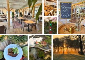 a collage of pictures of a restaurant with tables and chairs at Gram Slot in Gram +21 photos