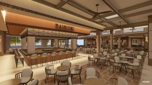 a rendering of a restaurant with tables and chairs at Hotel Riu Touareg - All Inclusive in Curral Velho