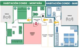 a floor plan of a building with at Habitación Conde Mar - Terraza y baño privado en Casa Particular in Ayamonte