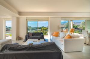 A seating area at Legrena Beach Villa