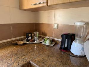 a kitchen counter with a blender on top of it at Lac 2 Tunisi in El Aouina Station