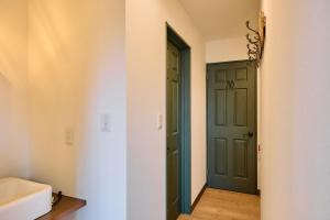 a bathroom with a green door and a sink at Tood一宮 -E棟 in Ichinomiya +38 photos