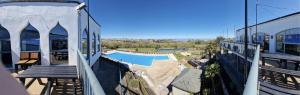 a view of a swimming pool on a building at Seabreeze in Goodrington