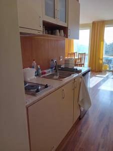 a kitchen with a sink and a counter top at Студио Ахелой in Aheloy