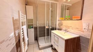 a bathroom with a shower and a sink at Le Nid de la Loire - Centre historique - 4 pers - Classé 3 étoiles in Blois