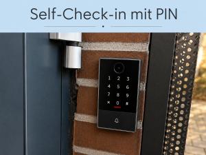 a self check in mit pin on a brick wall at UNO Smart Soltau Wietzendorf in Soltau