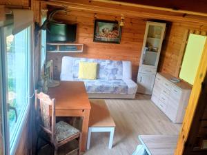 a living room with a couch and a table at Domek Karola in Bak