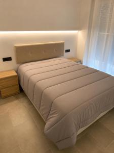 a large bed in a bedroom with a white bedspread at Residencial Lleida in Lleida