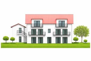 a rendering of a building with trees at Ferienwohnung Apartment am Moosrain in Eitting