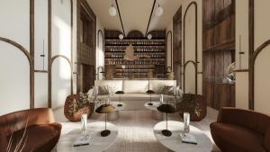 a living room with a couch and a table at Castilla Termal Palacio de Avellaneda in Peñaranda de Duero