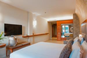 a hotel room with a bed and a television at Hotel Corte Valier in Lazise