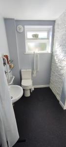 a bathroom with a toilet and a sink and a window at Chandler's Lodge B&B in Camelford +33 photos