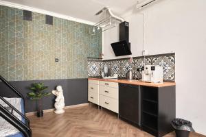 a kitchen with a sink and a counter top at Apartament Gold 4 in Złotoryja