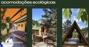 a collage of photos of a house at Eco-Refúgio Cantareira in Mairiporã