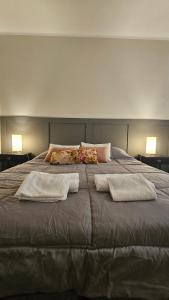 a large bed with two towels on top of it at En Espejo in Mendoza +9 photos