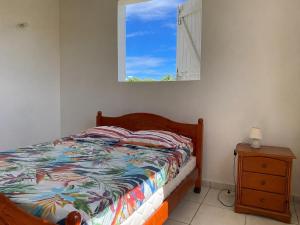 a bedroom with a bed and a window at Bel appartement à Damencourt in Le Moule