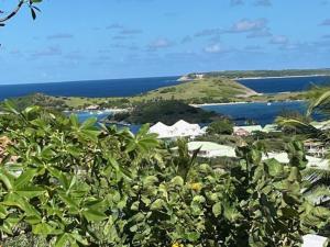 a view of an island in the ocean at Calme avec vue formidable sur l'océan in Cul de Sac