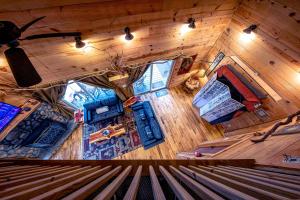 an overhead view of a room with a ceiling at Tree House in Helen +1 photo