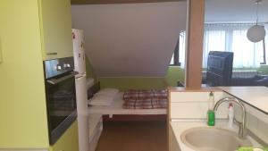 a small kitchen with a small bed in a room at Guest House Boska in Pančevo +38 photos