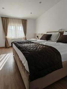a bedroom with two beds and a window at Motel Adut Boleč in Donja Kapija