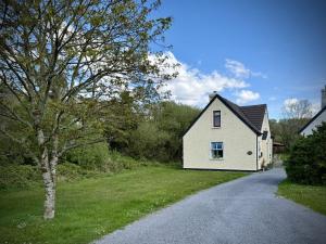 a white house on the side of a road at Cottage 493 - Clifden in Clifden