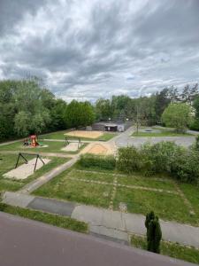 an aerial view of a park with a skate park at Apartmán Třinec in Třinec