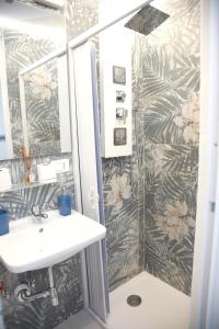 a bathroom with a sink and a shower at Ama affittacamere in Gleris +72 photos